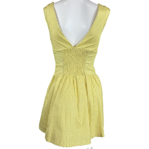 Frankies Bikinis Polka Dot Yellow Marley Poplin Mini Dress Size S