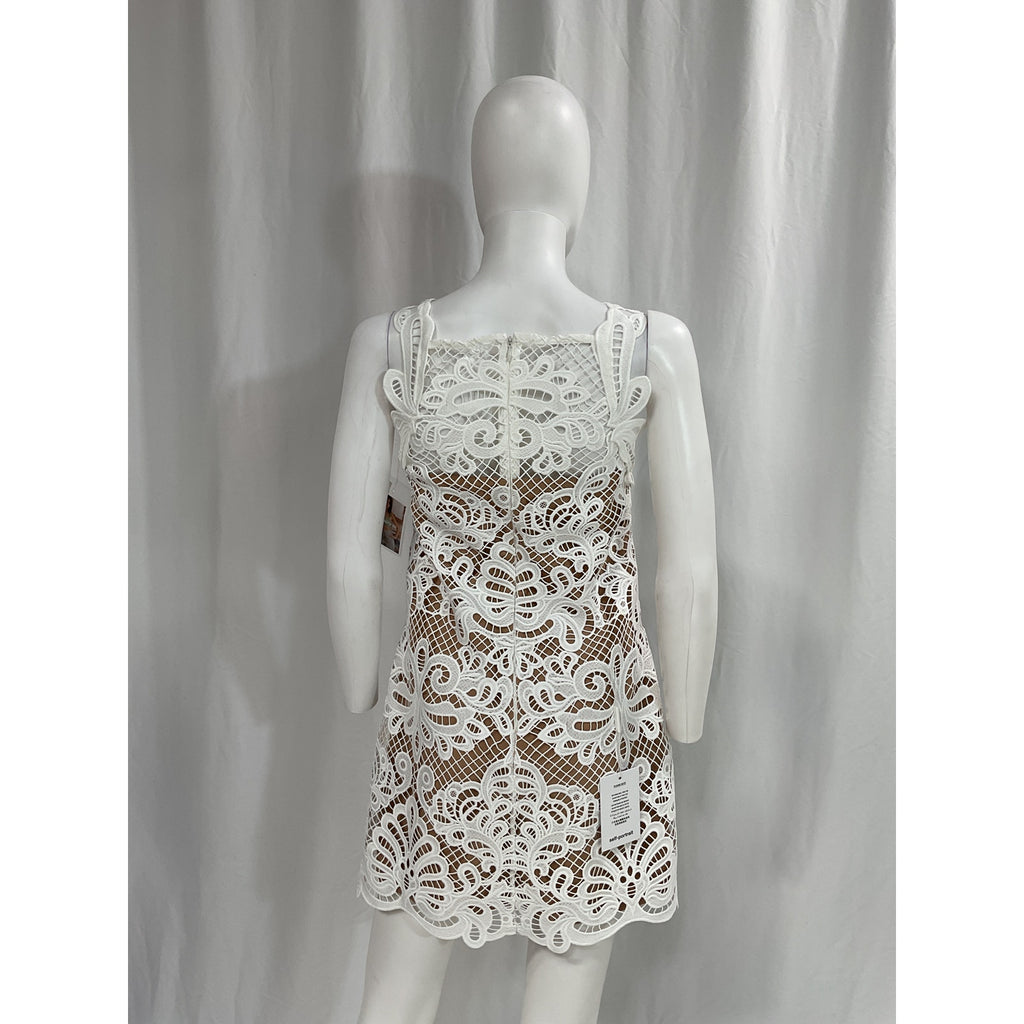 Self-Portrait 'Guipure' White Lace Sleeveless Mini Dress Size 2 - NWT