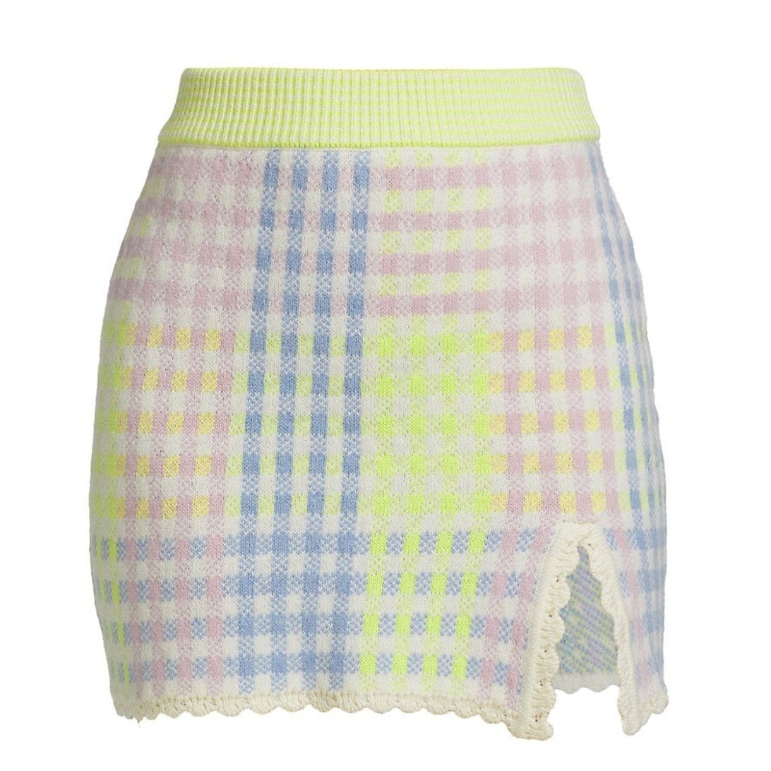 Loveshackfancy Gingham Mint Jelly Pawley Skirt Size XS