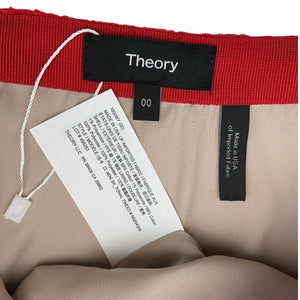 Theory Textured Red Tonal Tweed Miniskirt Size 00