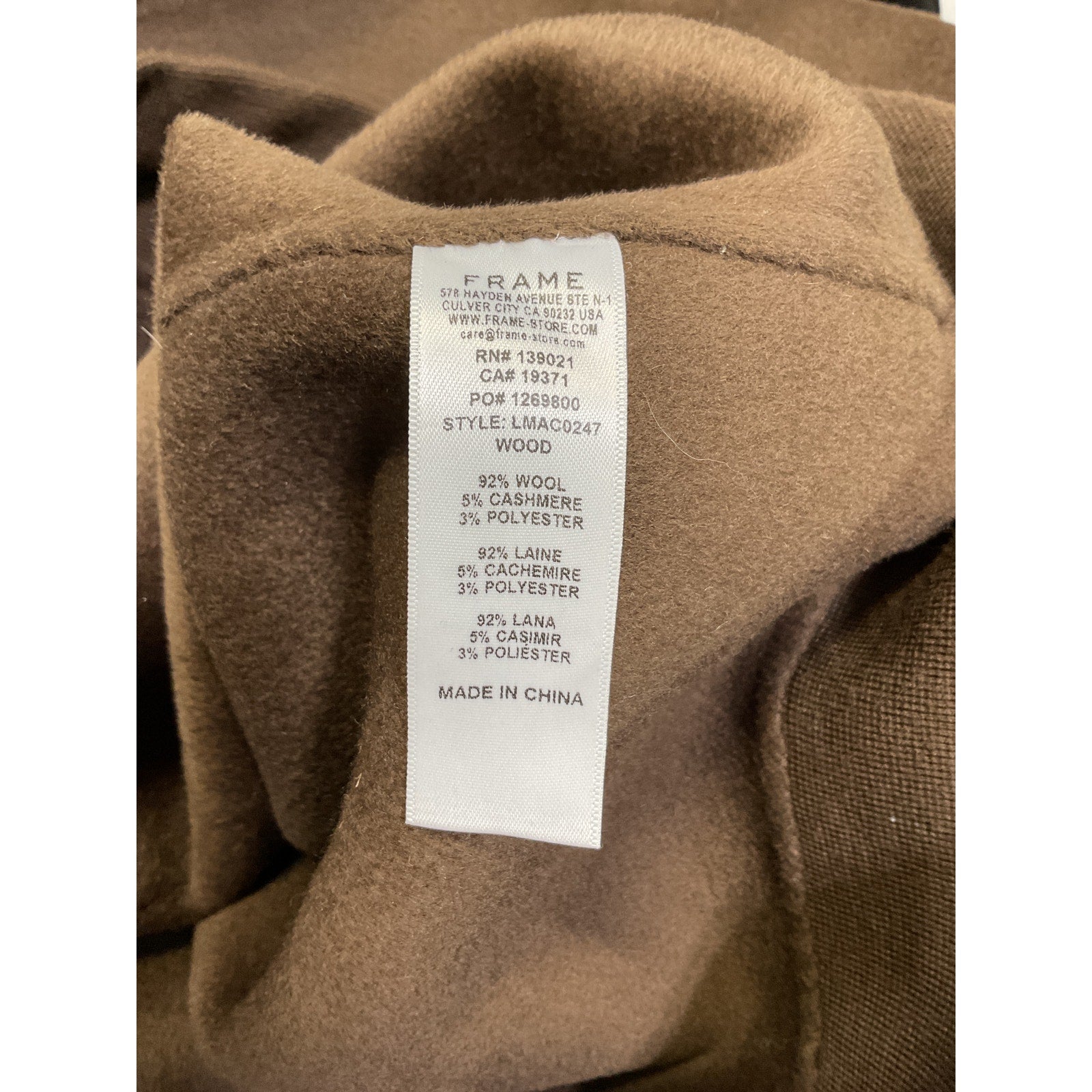 Frame Solid Wool Brown Blend Hoodie Size L