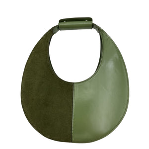 Staud Two Tone Green Moon Split Tote Bag