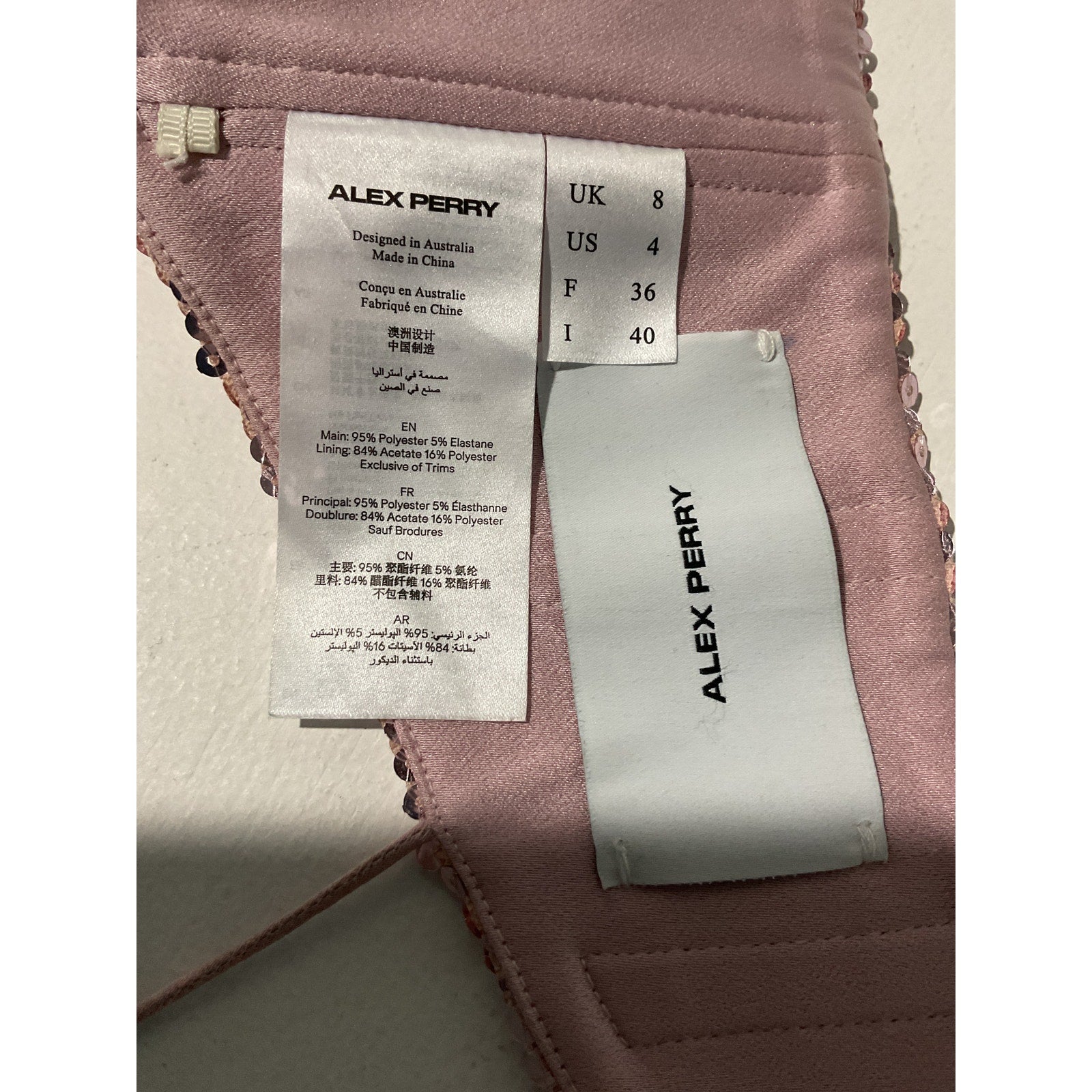 Alex Perry Bikini Pink Viscose Cowl Sequin Drape Top Size 4