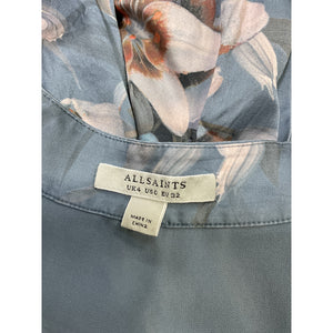 Allsaints 'Carina' Blue Viscose Kuroyuri Silk Blend Kimono Coat Size