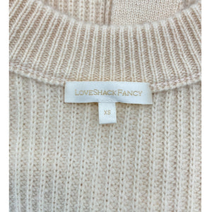 Loveshackfancy Ribbed Ivory Puff Sleeve Cardigan Size XS