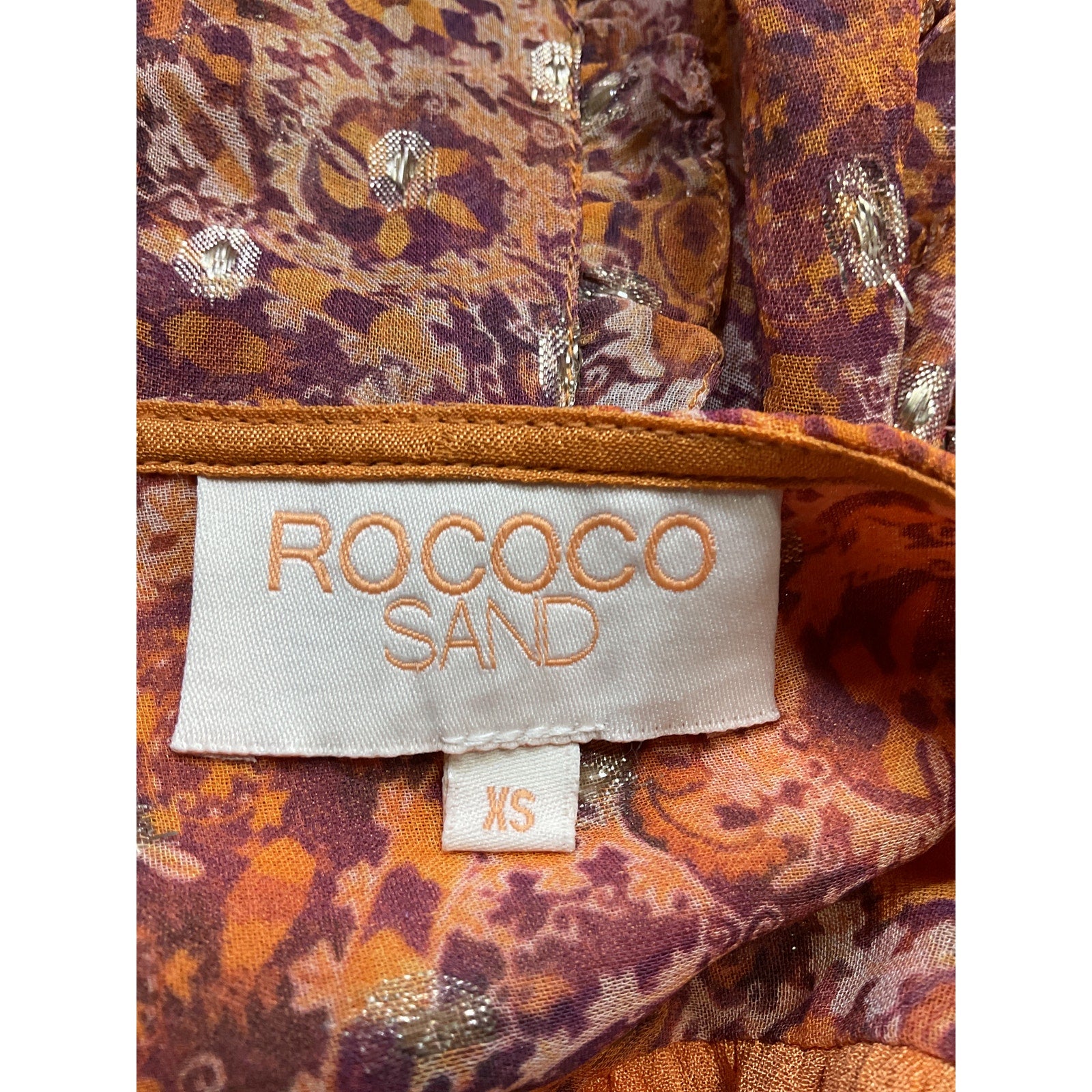 Rococo Sand 'Lar' Orange Chiffon Polka Dot Mini Dress Size XS