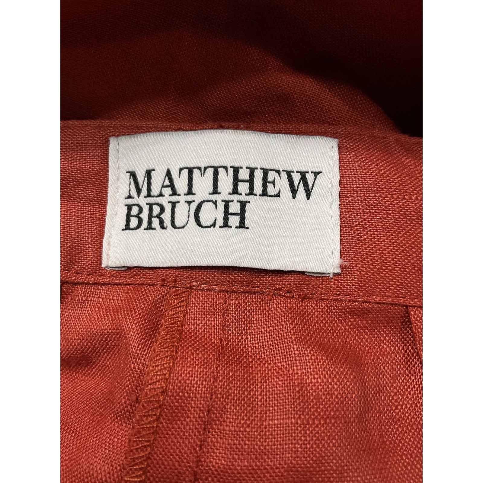 Matthew Bruch 'Pleated' Brown Linen Trouser Size  XS