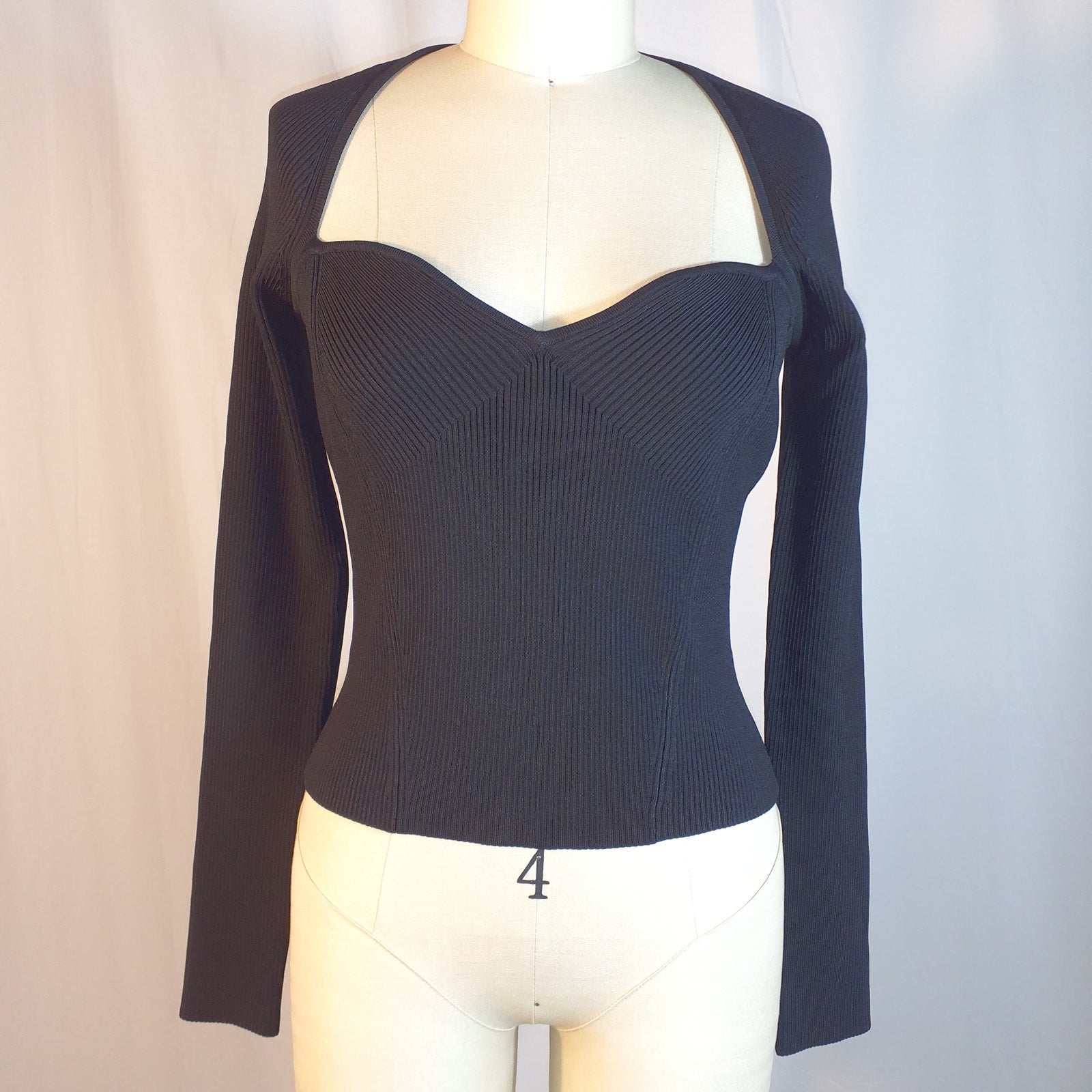 Simkhai 'Giuliana' Black Sweetheart Top Size L