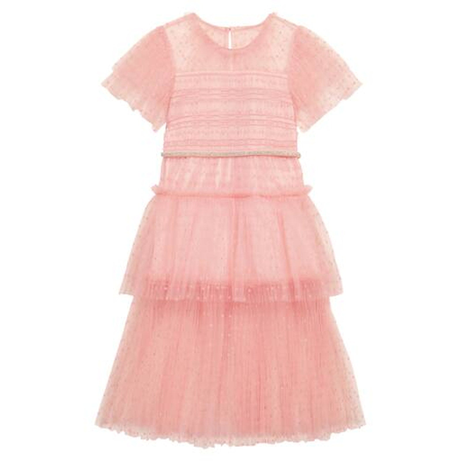 Self-Portrait Kids Point D'Esprit Pink Polyester Tulle Dress Size 8 - NWT