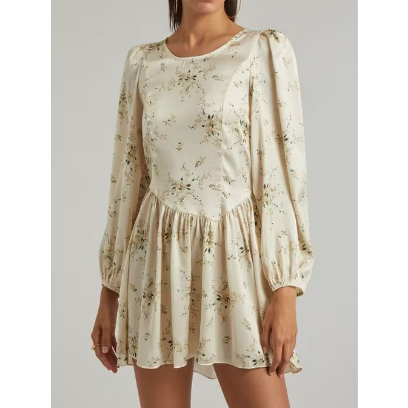 Loveshackfancy 'Garcia' Yellow Floral Satin Mini Dress Size 2