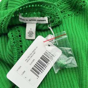 Autumn Cashmere Crochet Trimmed Green Halter Rib Dress Size S