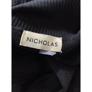 Nicholas 'Sakina' Black Hook-Detailed Wool And Cotton-Blend Turtleneck Maxi Dress Size S