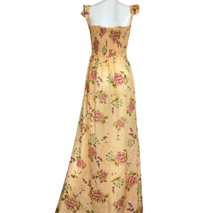 Agua Bendita Floral Orange Leandra Blomma Maxi Dress Size S