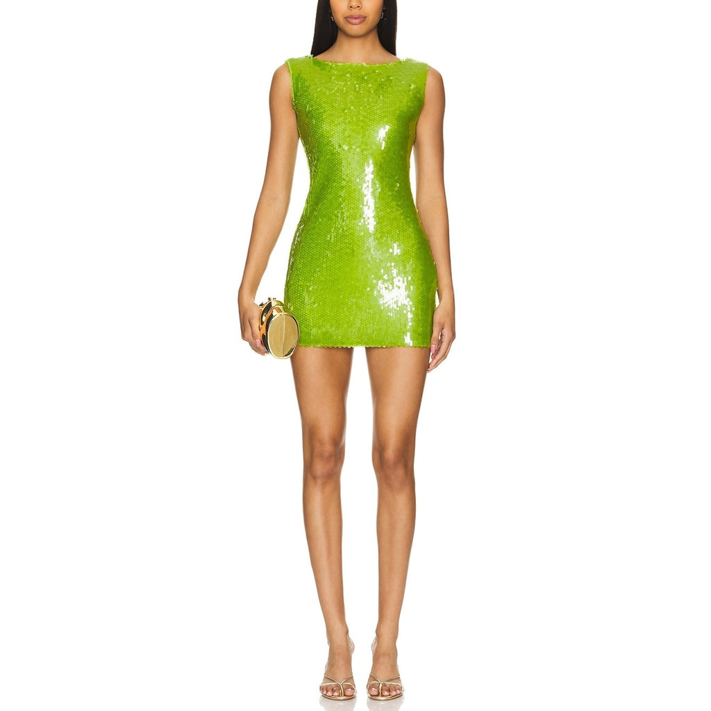 Kim Shui Mini Green Nylon Dress Size S
