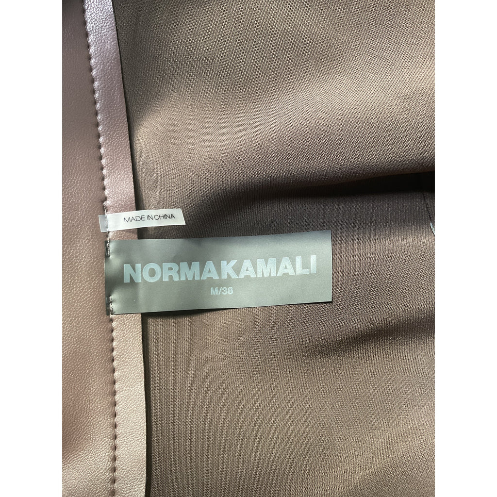 Norma Kamali Oversized Brown Polyurethane Moto Jacket Size M