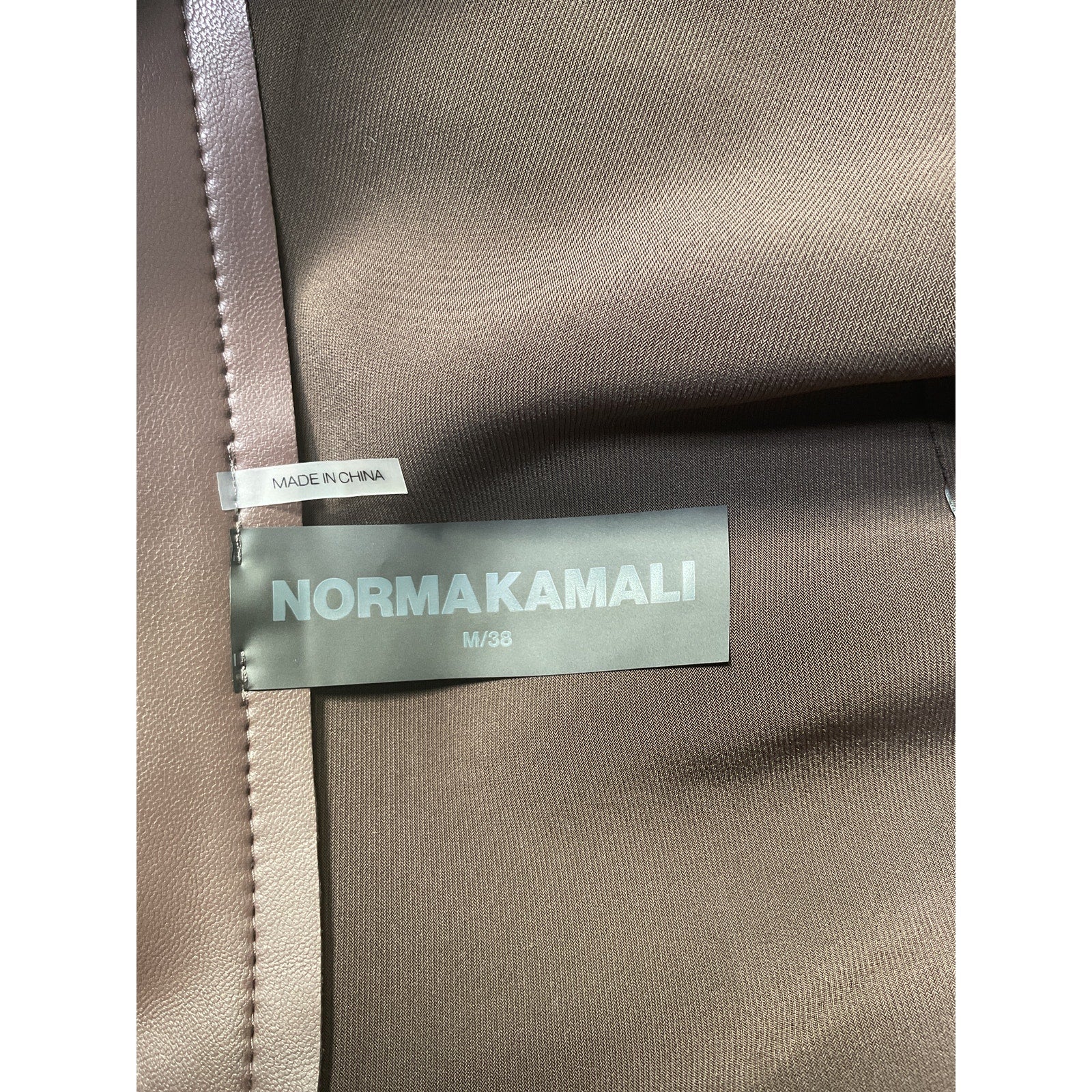 Norma Kamali Oversized Brown Polyurethane Moto Jacket Size M