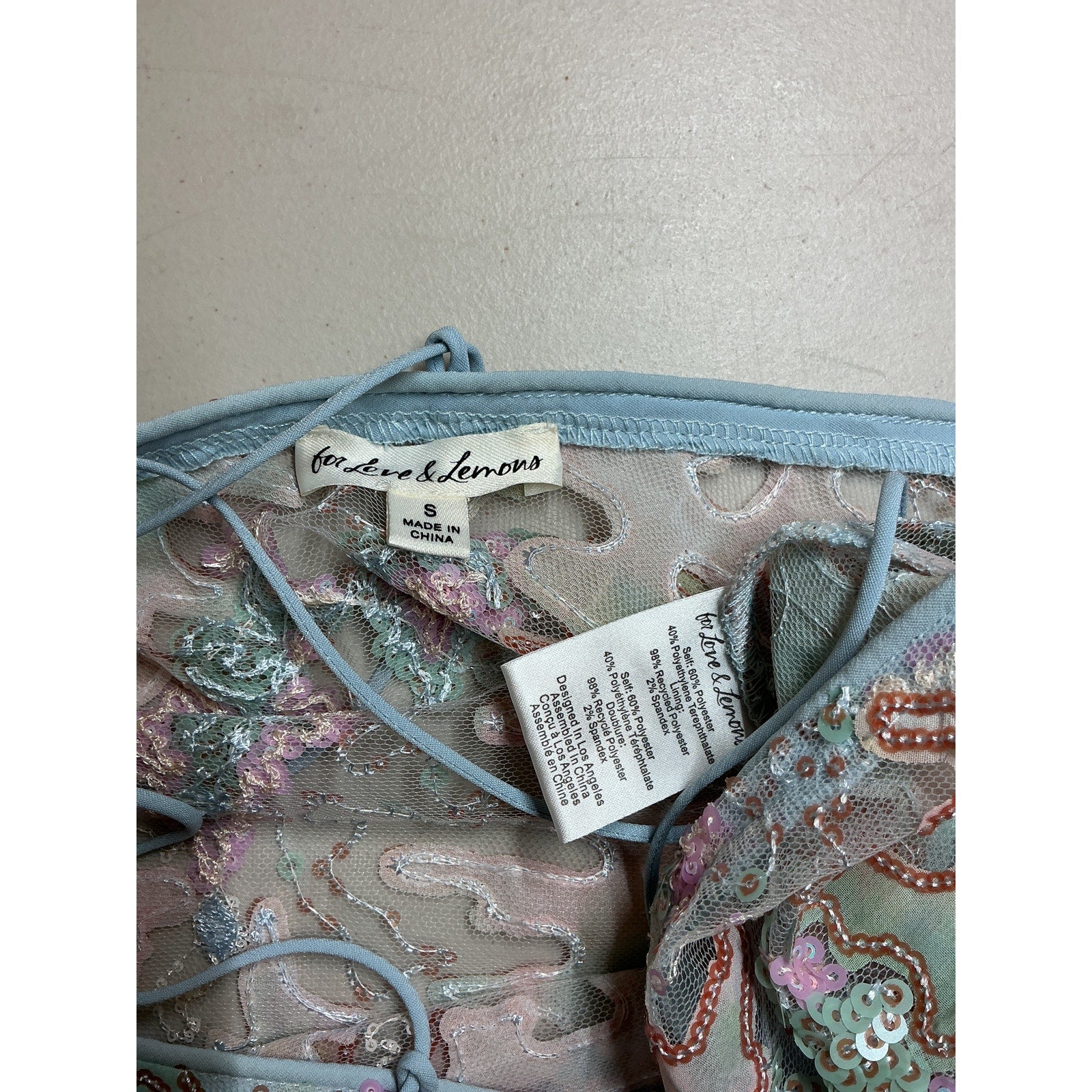 For Love & Lemons 'Monique' Blue Mini Skirt Size S