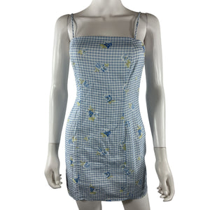 Majorelle Gingham Light Blue Pearson Mini Dress Size XS