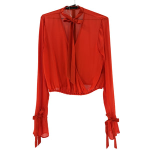 House Of Harlow 1960 Sheer Orange Joli Blouse Size M
