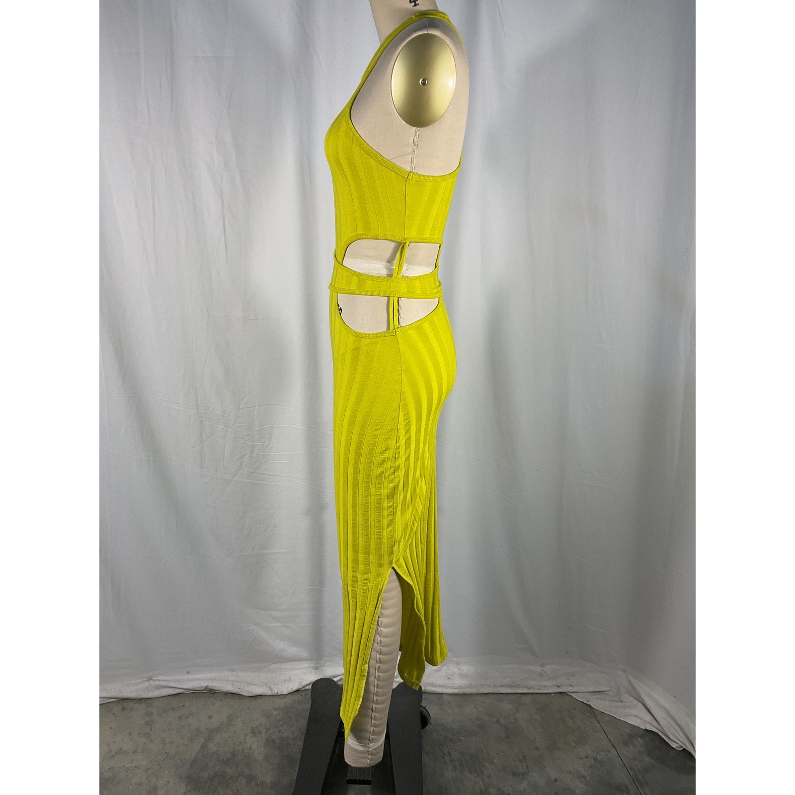 Jonathan Simkhai Standard 'Kaya' Yellow Tencel Lyocell Cut Out Midi Dress Size XS