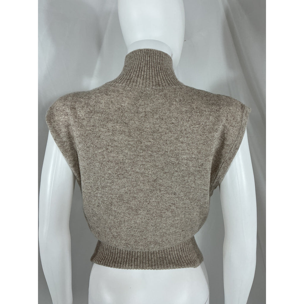 Reformation 'Arco' Beige Cashmere Sleeveless Turtleneck Sweater Size S