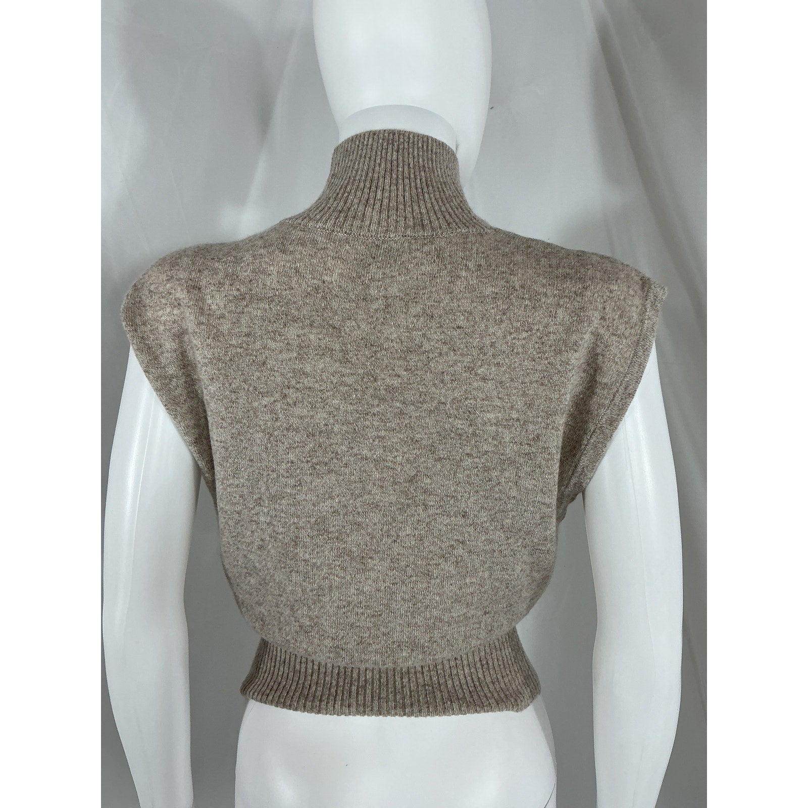 Reformation 'Arco' Beige Cashmere Sleeveless Turtleneck Sweater Size S