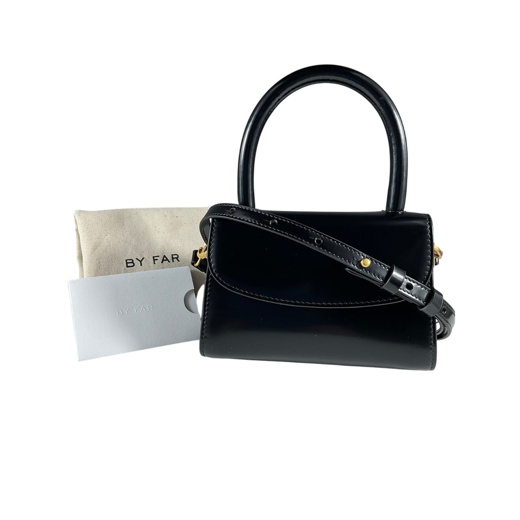 By Far Mini Semi Black Leather Bag