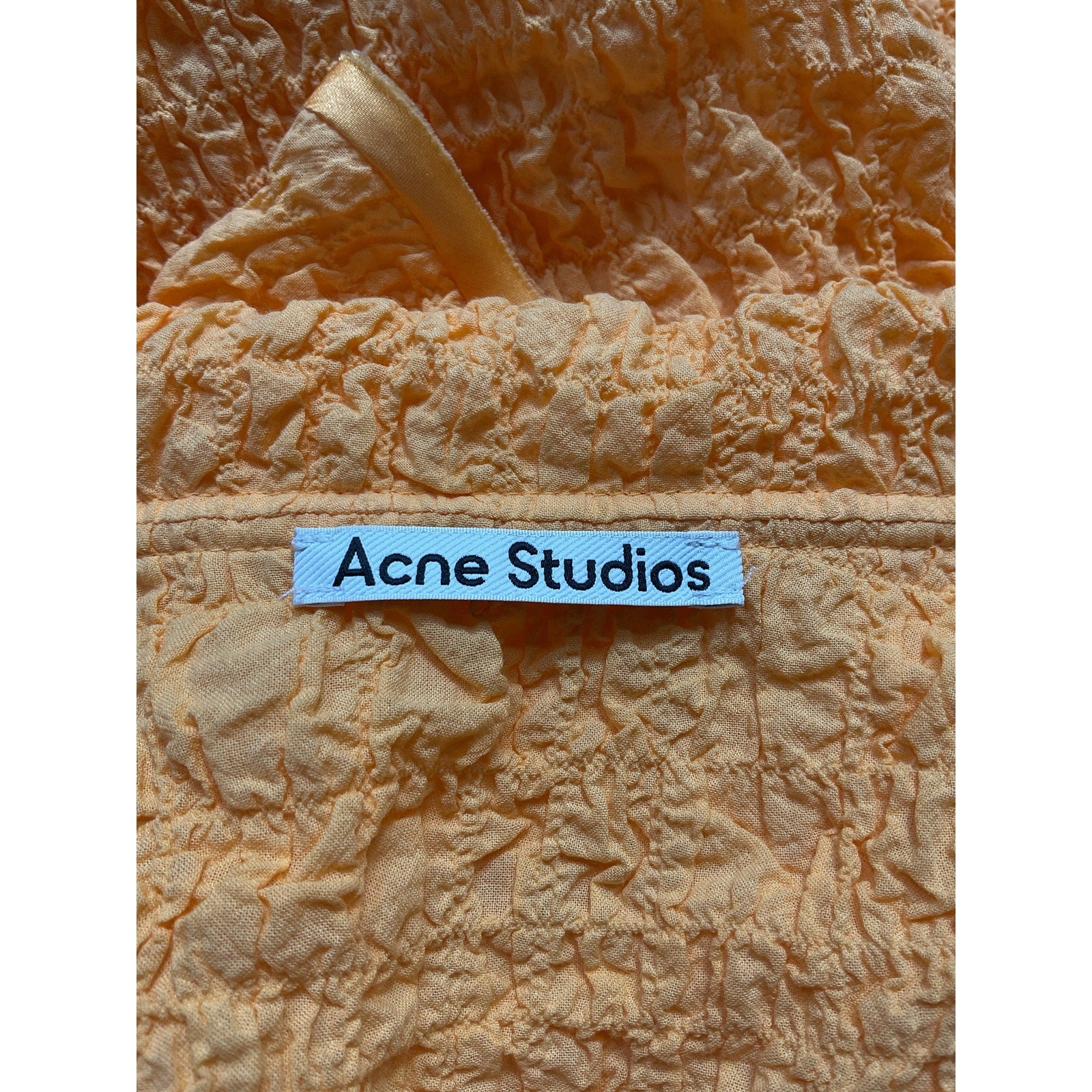 Acne Studios Yellow Crinkle Gauze Satin Trim Dress Size 34