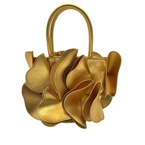 Farm Rio Sculptural Gold Blossom Top Handle Bag