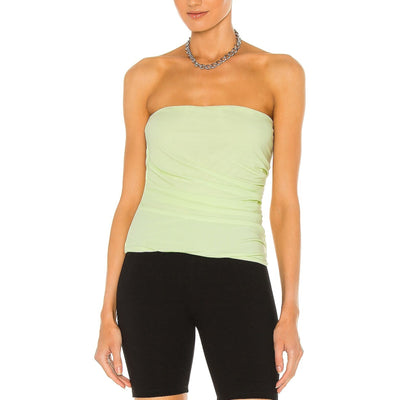 Helmut Lang Ruched Electric Yellow Twist Tube Top Size S