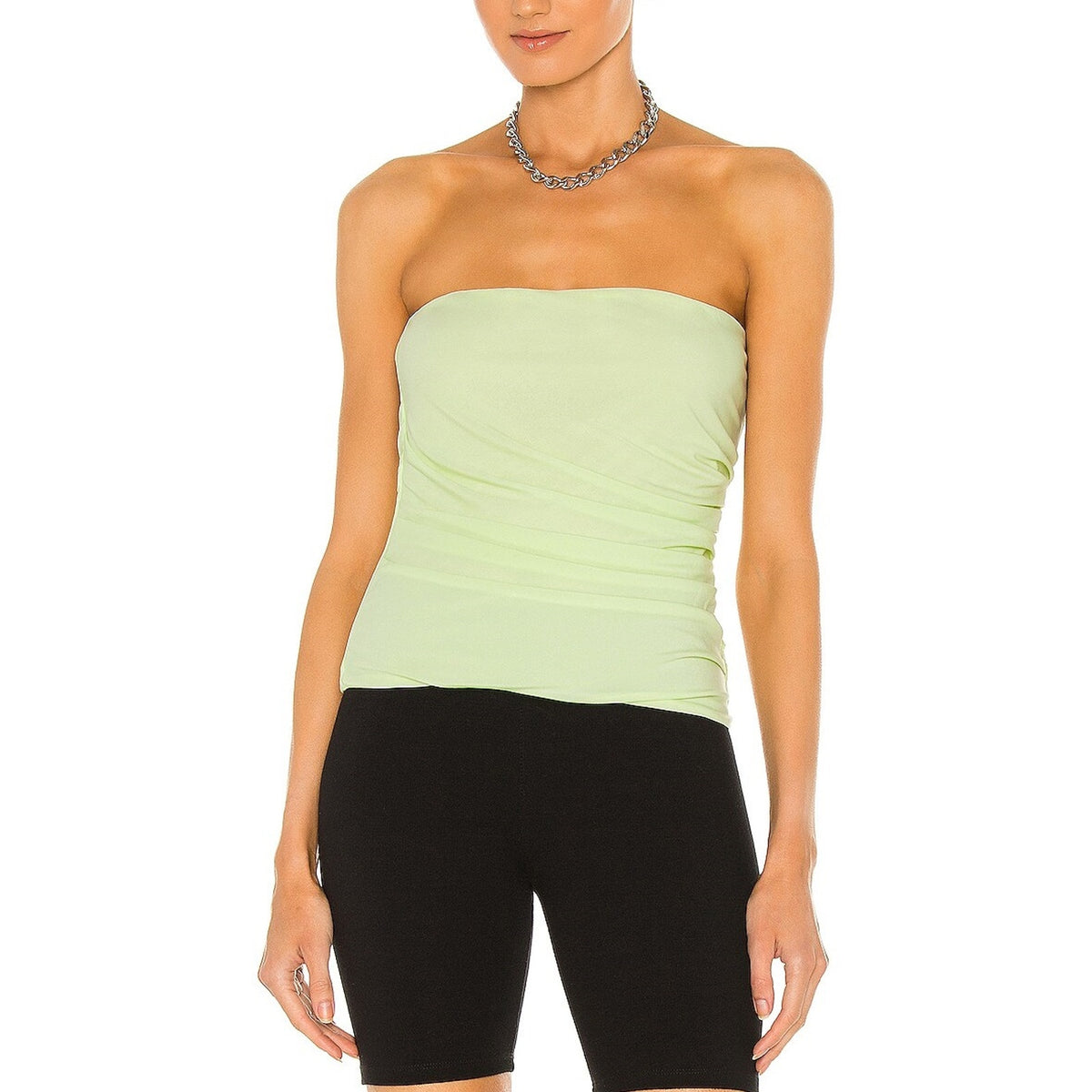 Helmut Lang Ruched Electric Yellow Twist Tube Top Size S
