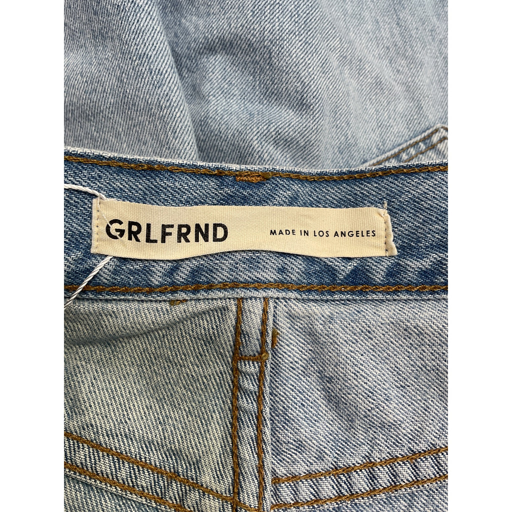 Grlfrnd 'Quinn' Blue Cotton High Rise 90'S Short Size 27