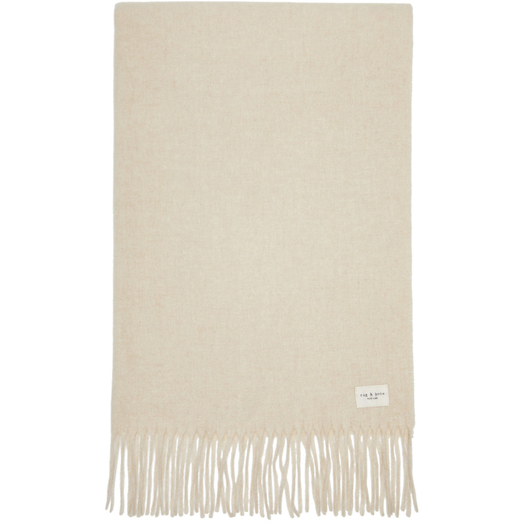 Rag & Bone Recycled White Wool Mercer Classic Scarf Size OS