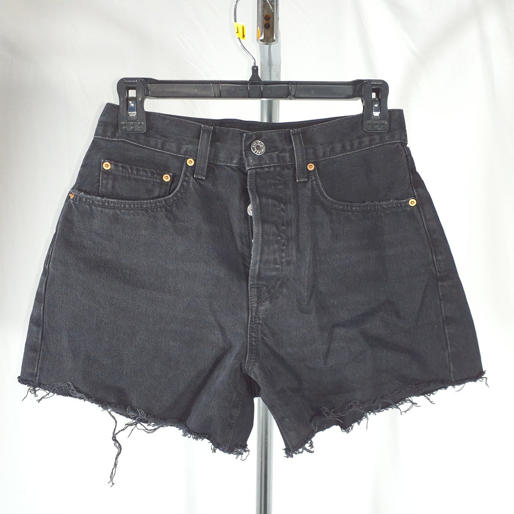 Grlfrnd 'Celina' Black Denim High Rise Easy Fit Short Size 26