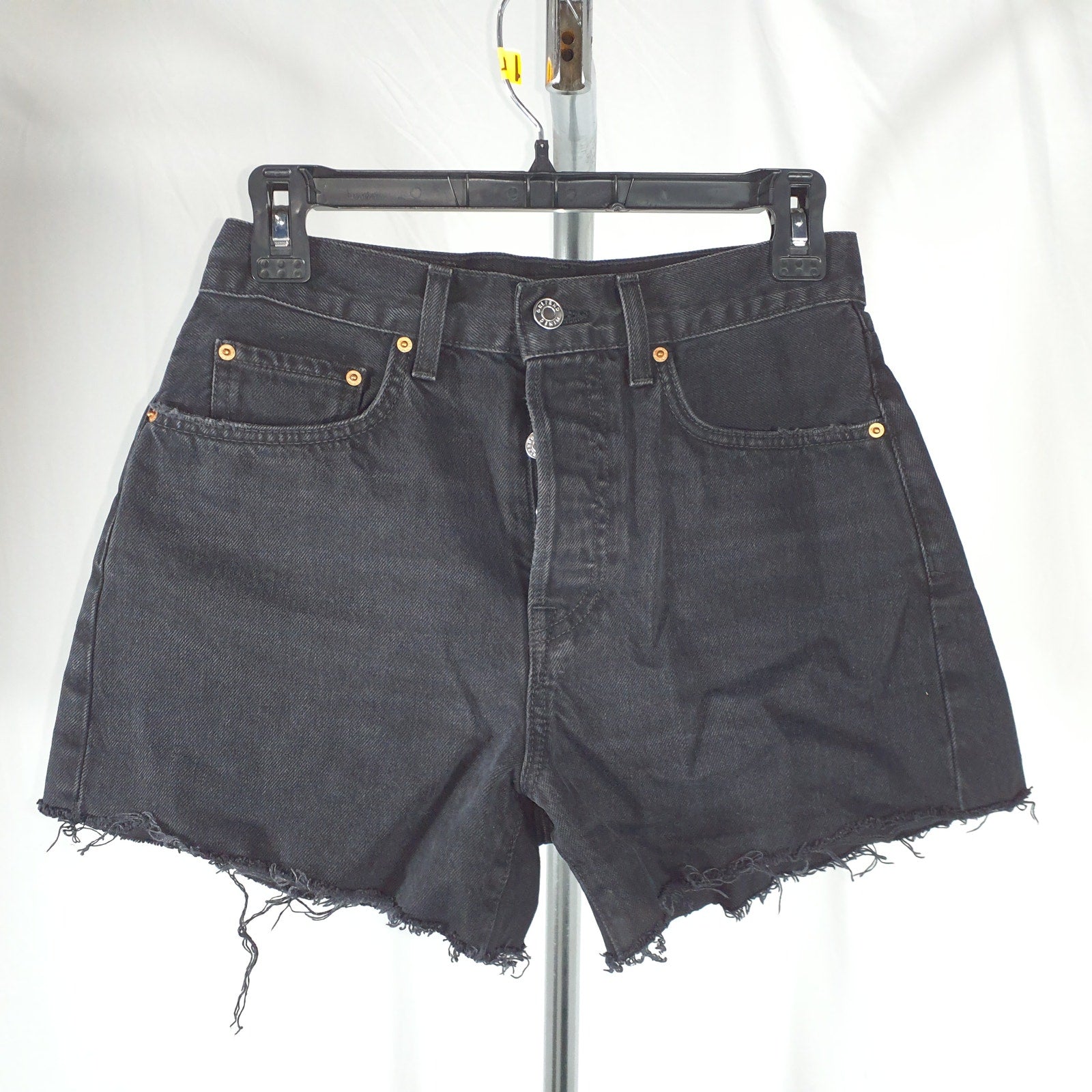 Grlfrnd 'Celina' Black Denim High Rise Easy Fit Short Size 26