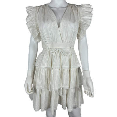 Ulla Johnson Ruffled White Camilla Mini Dress Size US 8