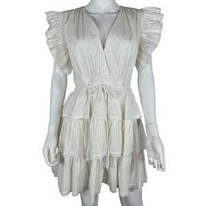 Ulla Johnson Ruffled White Camilla Mini Dress Size US 8