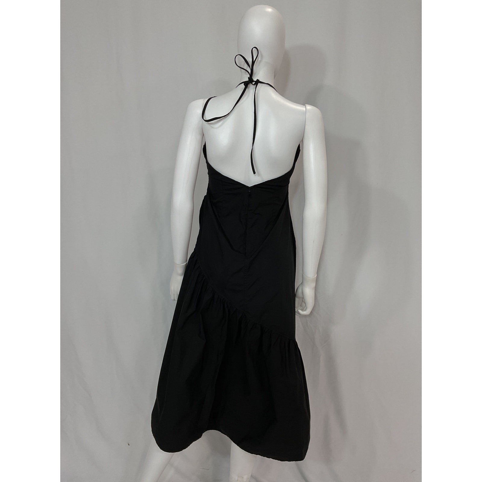 L'Academie 'Stanza' Black Poplin Halterneck Midi Dress Size M