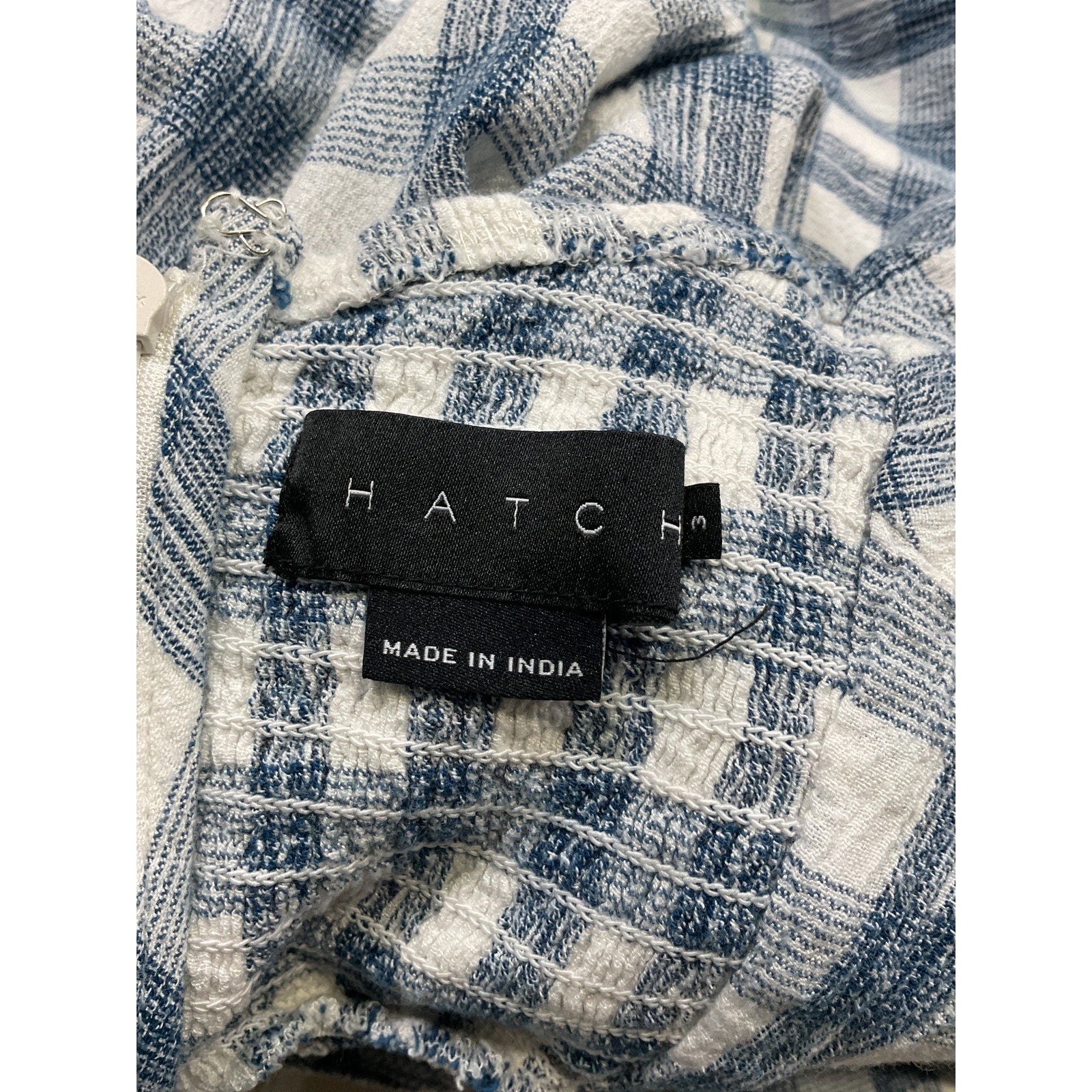 Hatch 'The Nina' Blue Crinkle Plaid  Maternity Dress Size 3