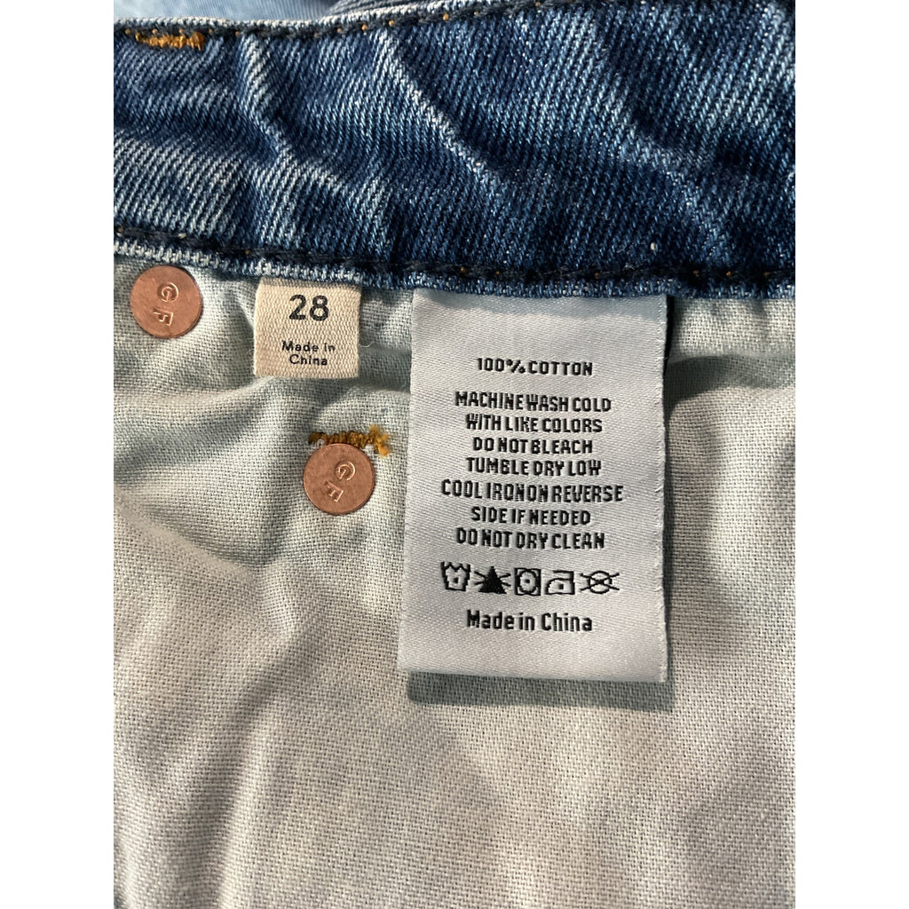 Grlfrnd 'Melanie' Blue Cotton High Rise Boot Cut Size 28