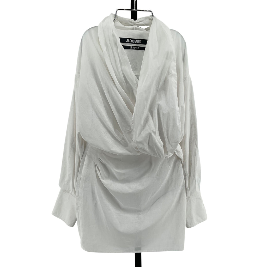 Jacquemus 'Agui' White Cotton Twisted Dress Size 32