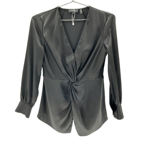Theory Satin Black Twist Front Blouse Size 0