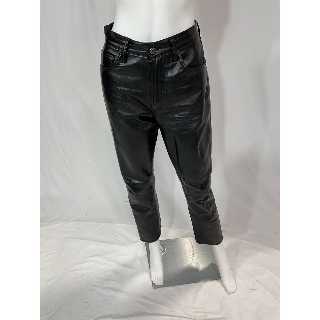 Agolde 'Recycled' Black Faux Leather Riley Long Pants Size 26