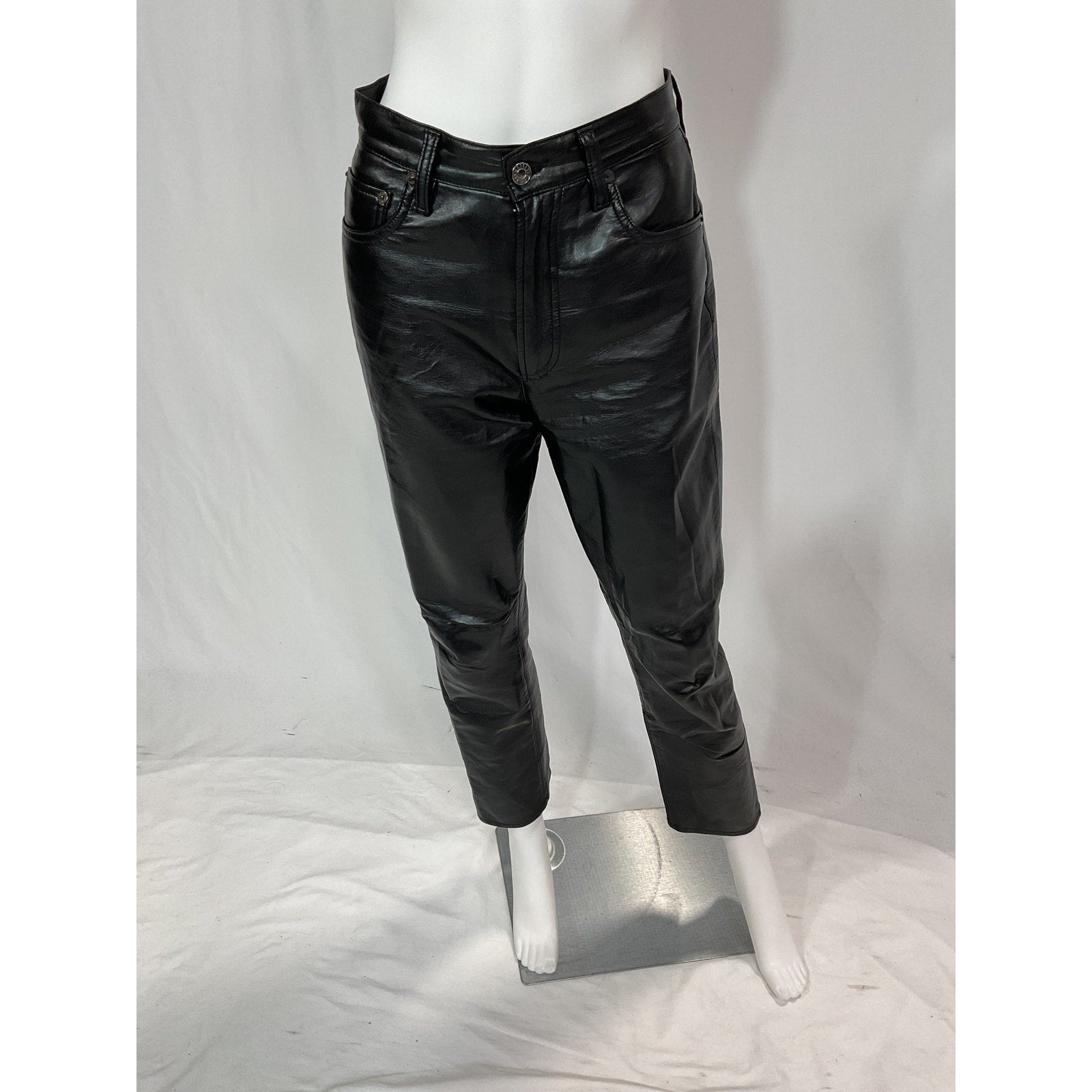 Agolde 'Recycled' Black Faux Leather Riley Long Pants Size 26