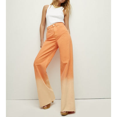 Veronica Beard 'Taylor' Orange Cotton Ombre Wide-Leg Denim Jean Size 26