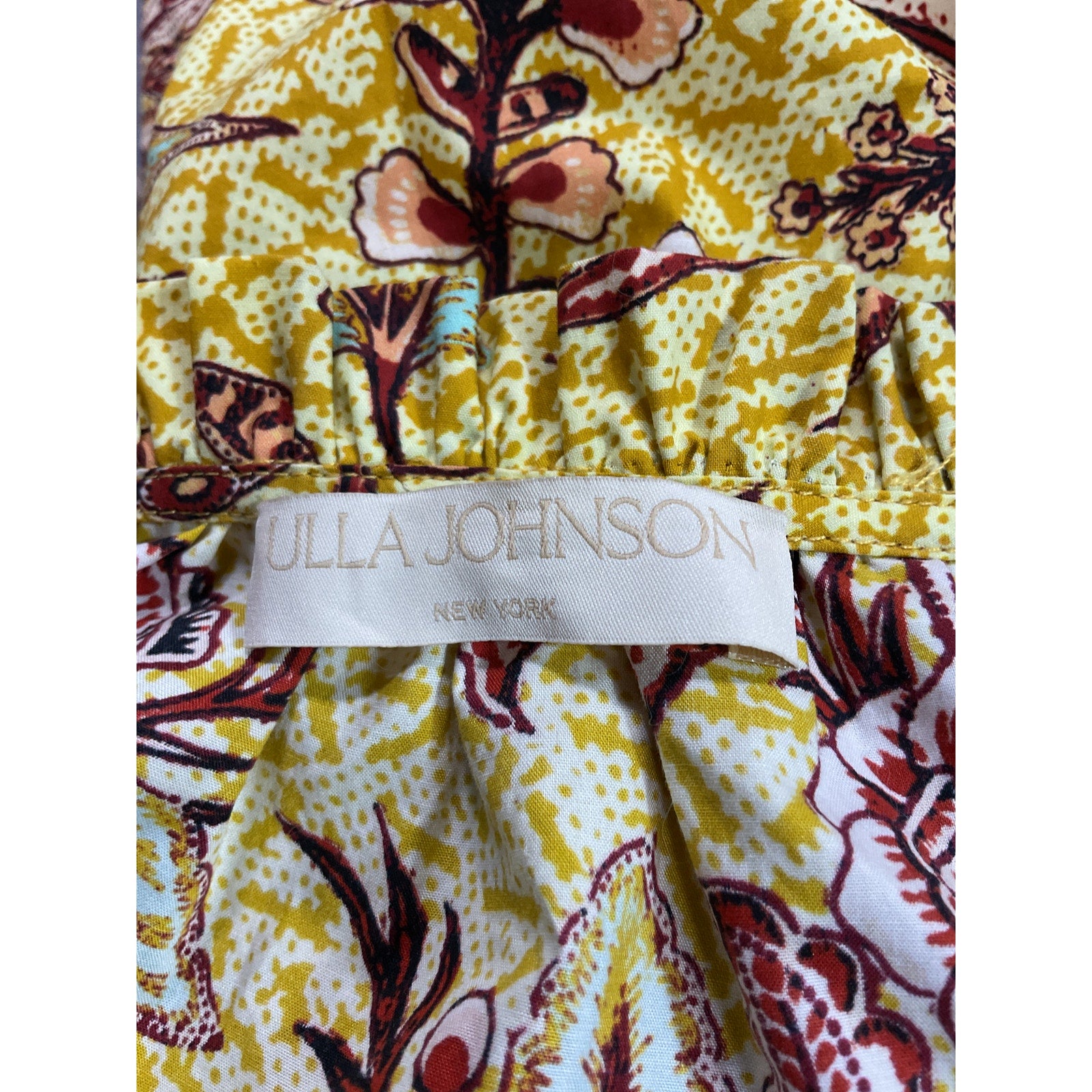 Ulla Johnson 'Evelyn' Yellow Puff Sleeve Poplin Top Size 0
