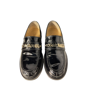 Chanel Patent Black Loafers Shoes Size 38 EU / US 8