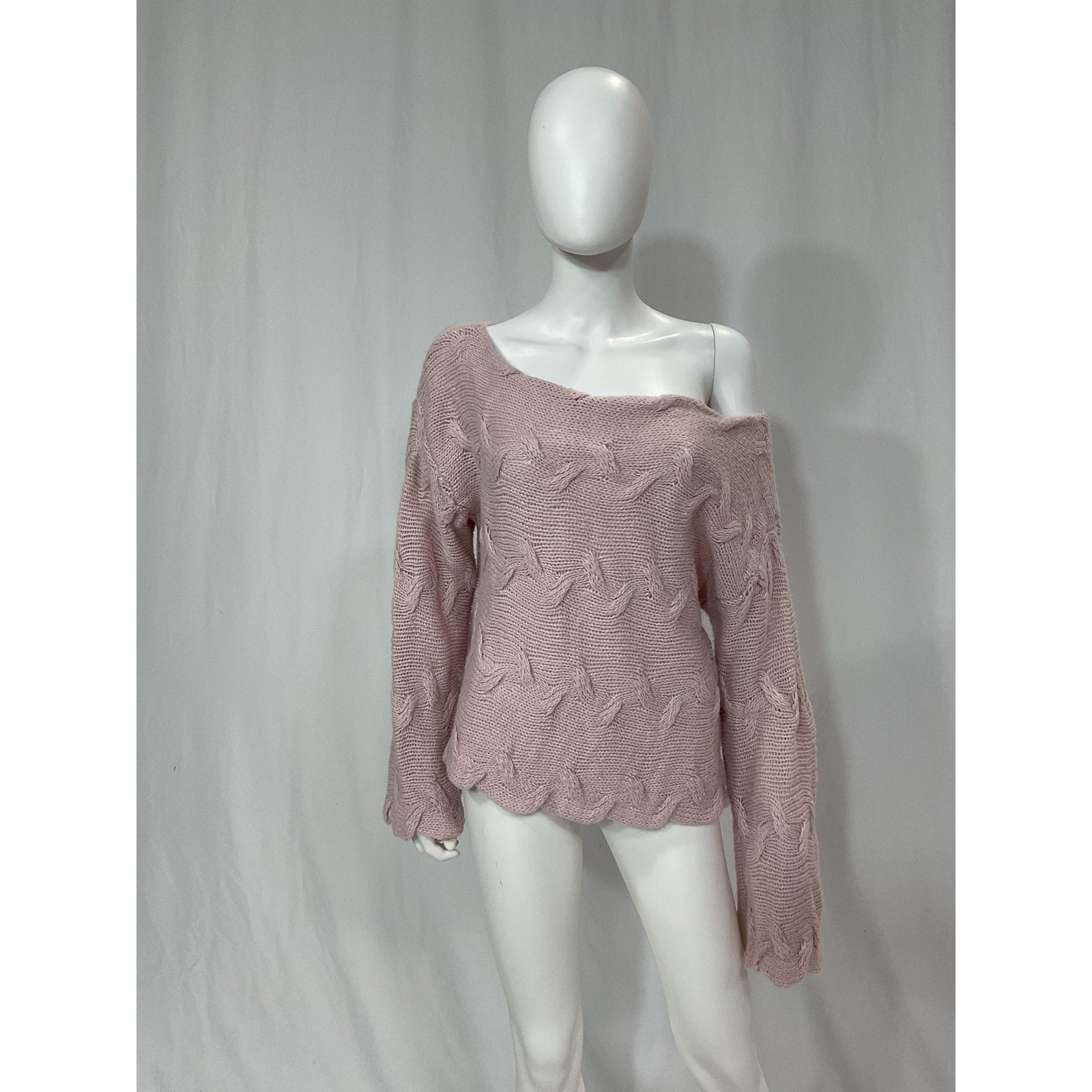 House Of Harlow 1960 x Revolve 'Elaina' Pink Braided One Shoulder Sweater Size S