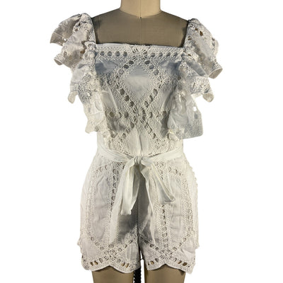 Saylor Eyelet White Manet Romper Size XS NWT