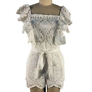 Saylor Eyelet White Manet Romper Size XS NWT
